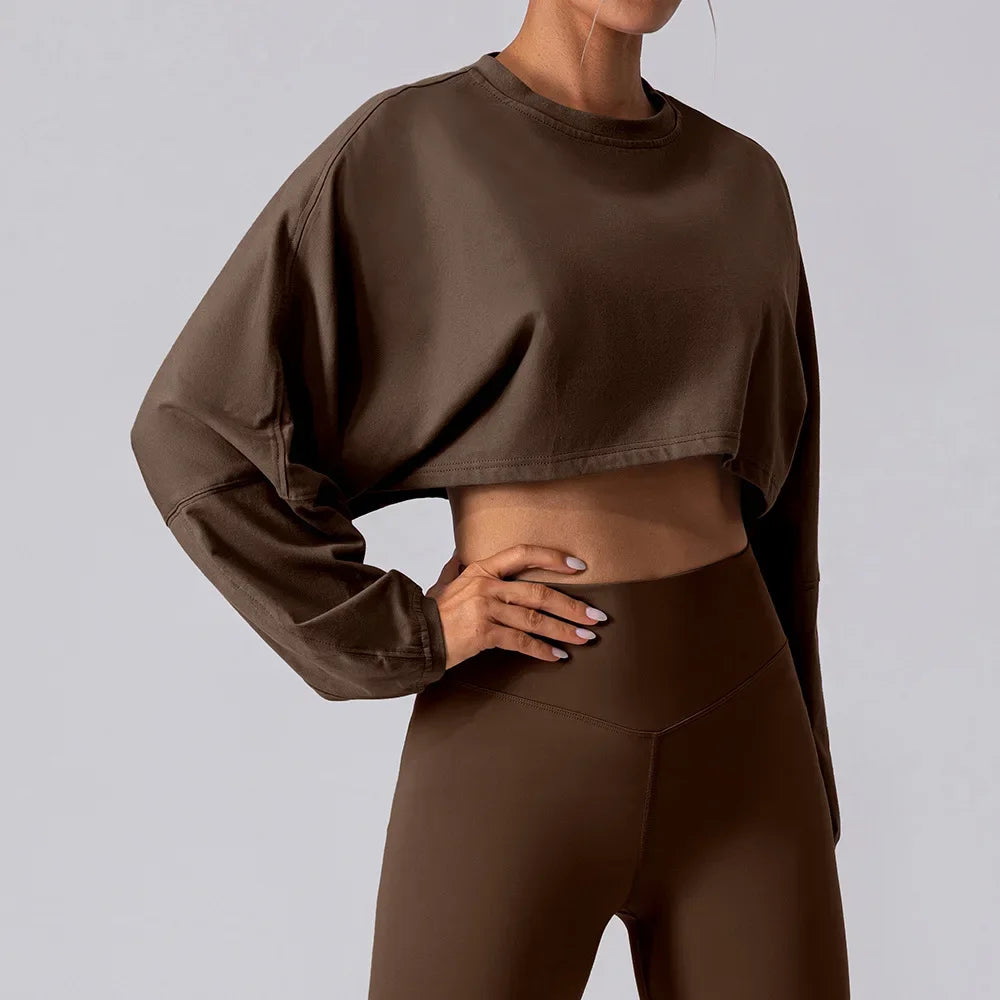 Women's Long Sleeve Crop Top – Yoga & Fitness Shirt