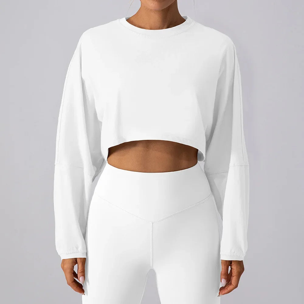 Women's Long Sleeve Crop Top – Yoga & Fitness Shirt