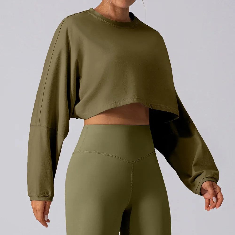 Women's Long Sleeve Crop Top – Yoga & Fitness Shirt