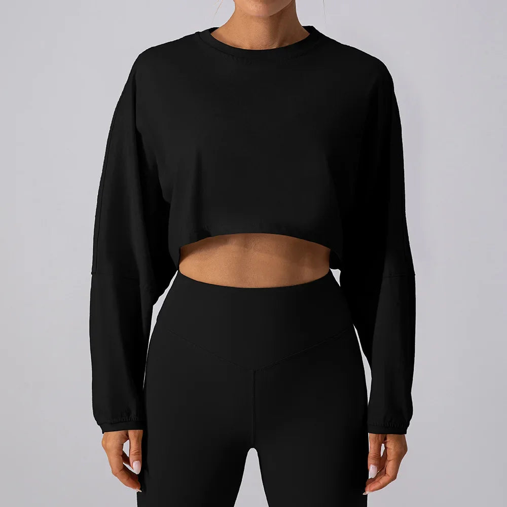 Women's Long Sleeve Crop Top – Yoga & Fitness Shirt