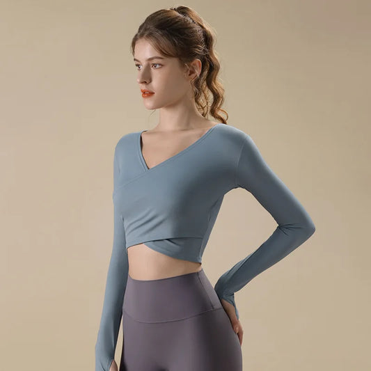 Cross Hem V-Neck Crop Top
