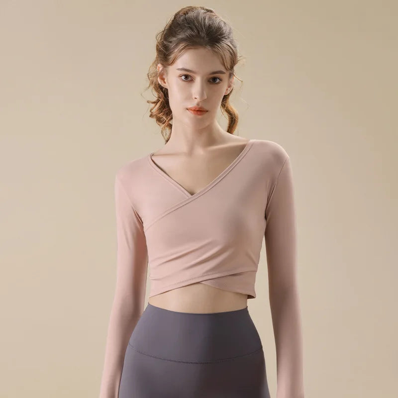 Cross Hem V-Neck Crop Top