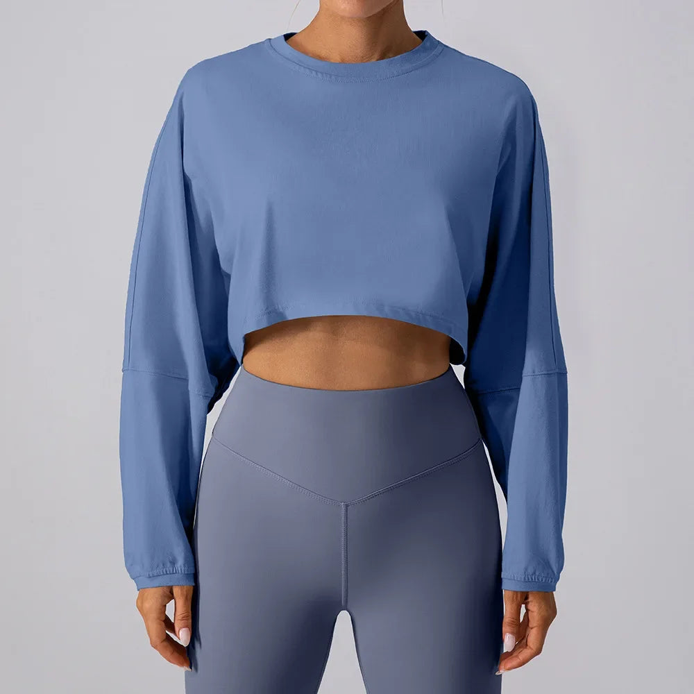 Women's Long Sleeve Crop Top – Yoga & Fitness Shirt